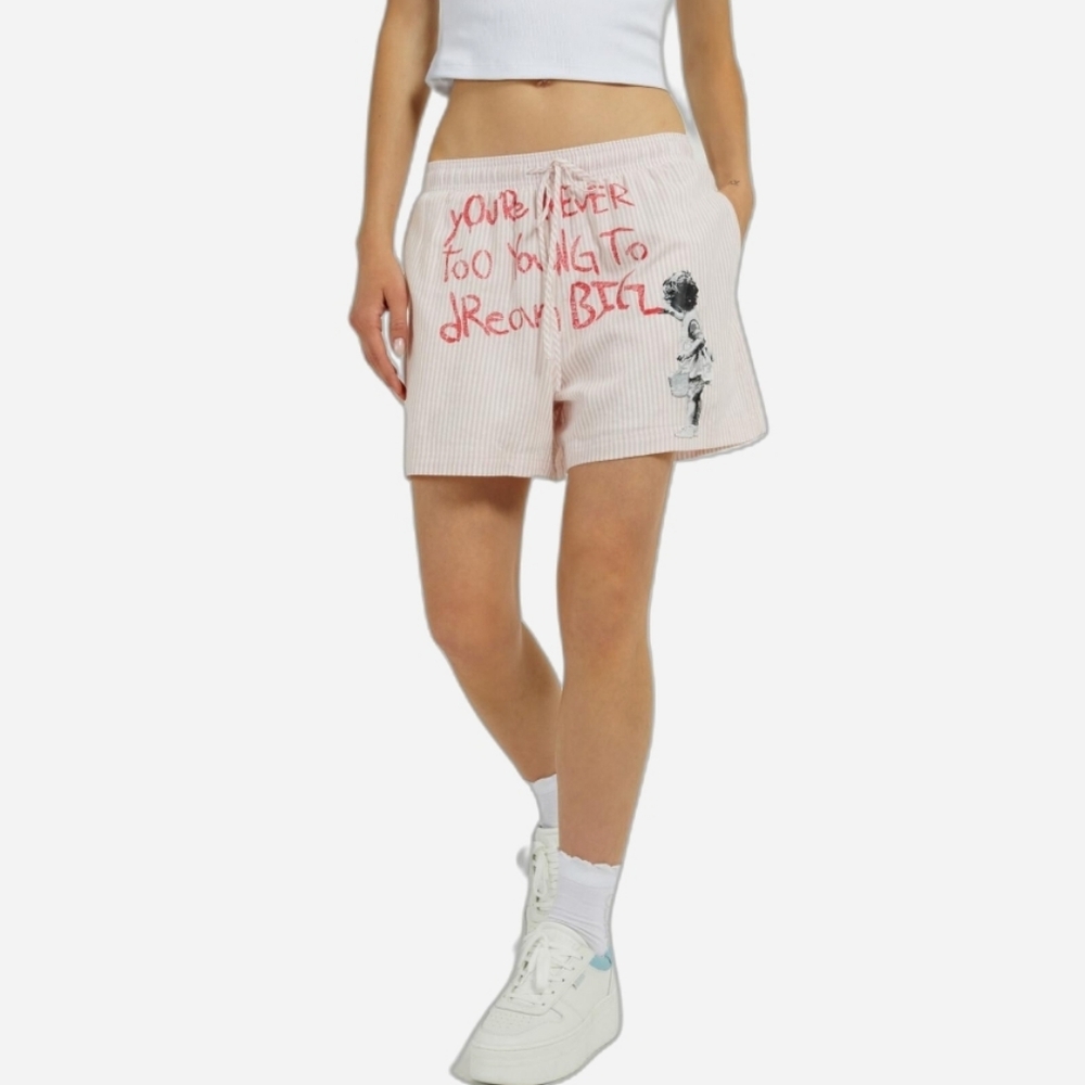 GUESS X BRANDALISED BANKSY COLAB Dream Big Stripe Shorts - Picture 3 of 14